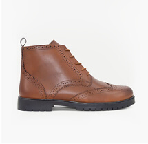 Leather Wide G Fit Fleece Lined Brogue with Zip - MJ028